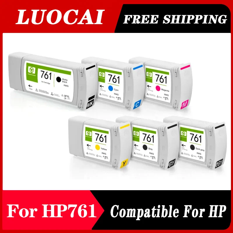 

6Color For HP761 Compatible For HP 761 Replacement Ink Cartridge Full With Pigment Ink For HP DesignJet T7100 T7200 Printer