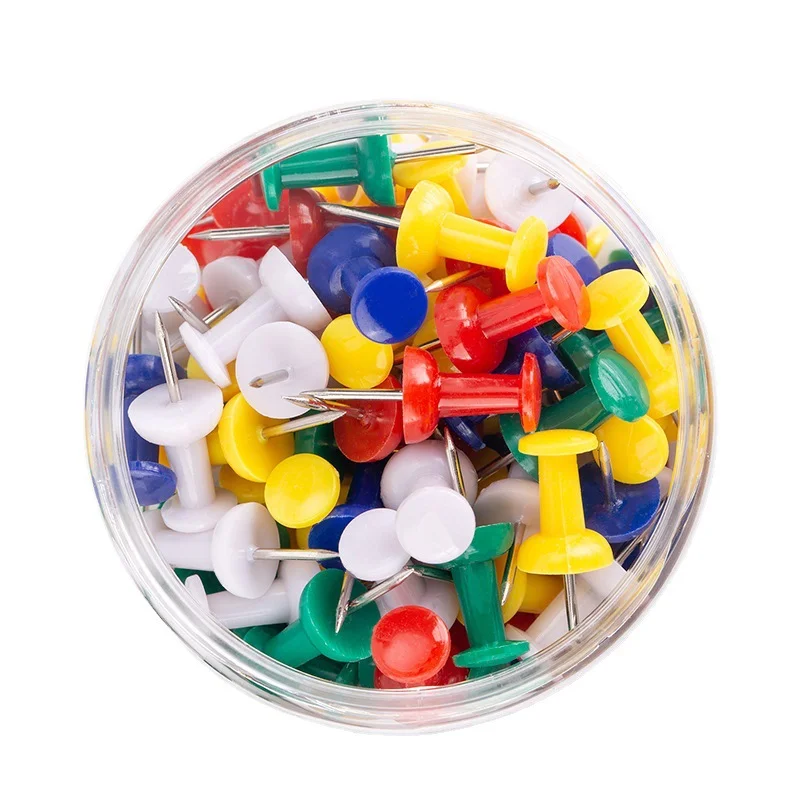 80PCS Push Pin Assorted Transparent Colorful Making Thumbtack Pins Cork Board Office School Stationery stationery buttons