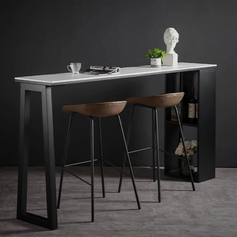 

White Reception Bar Table Industrial Square Design Standing Bar Dining Table Minimalist Modern Mesa Pared Living Room Furniture