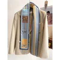 2024 Luxury Design Print Skinny Ribbon Silk Scarf for Women Neckerchief Hairband Foulard Female Soft Satin Hands Bag Neck Ties 2