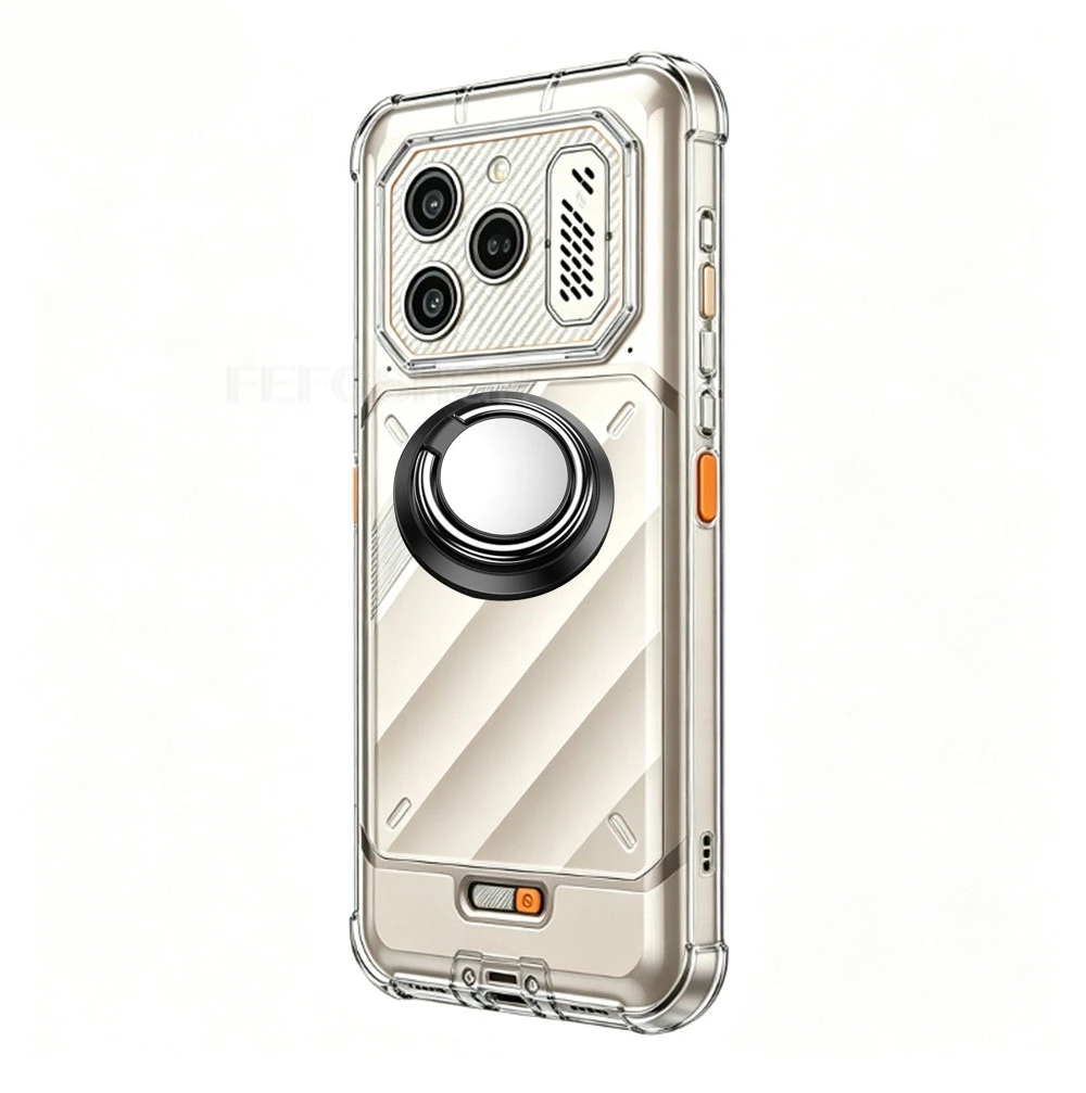 Rugged Silicone Phone Case with Back Ring Holder and Stand