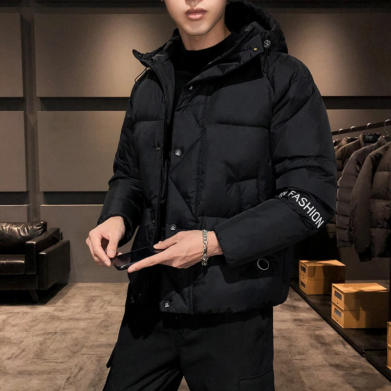 Fashion Autumn Winter Men's Warm Hooded Cotton-Padded Jacket Windproof Thicken Top Parkas Youth Outwear Loose Down Coat Clothing