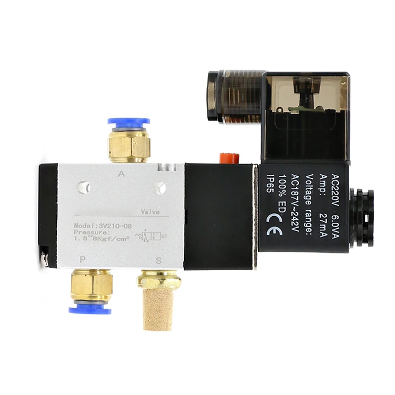 Elettrovalvola Pneumatica Heschen 3V210-08-NO, 24V AC, PT1/4, 3 Vie Normalmente Aperta