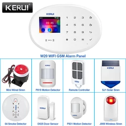 KERUI Tuya W20 4G Home Security WIFI GSM Alarm System Home Wireless APP Remote Control 2.4 Inch Screen Burglar Alarm