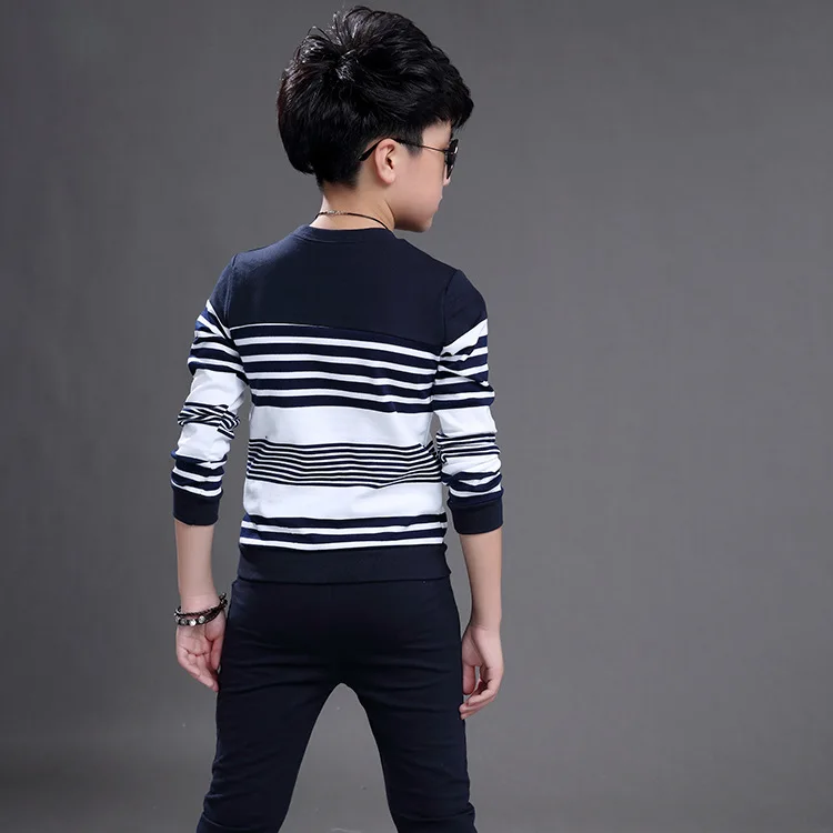 Children's Clothing 2022 Autumn New Cotton Korean Fashion Casual Children's Two-piece Children Boy Striped Suit - Image 2