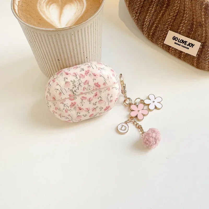 Floral Pattern Headphone Case with Keychain