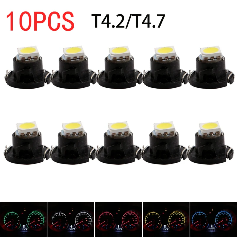 20 Lampadine LED T4.2 3528 SMD Per Cruscotto Auto E Quadro Strumenti - 5 Colori (Viola, Rosa, Ecc.) - 12V