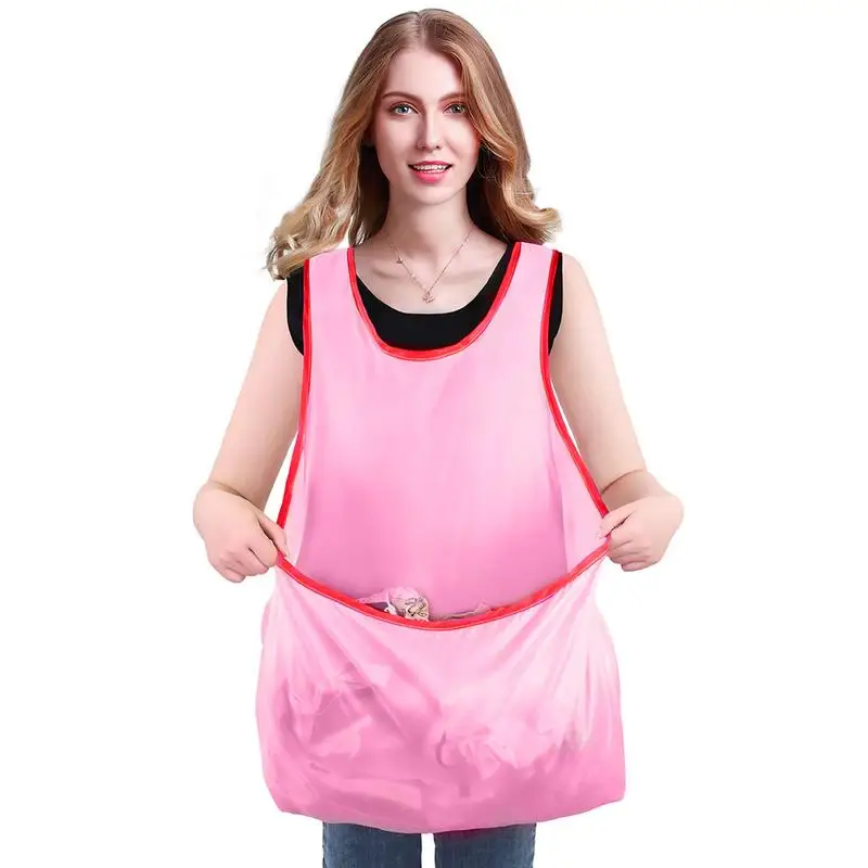 Clothes Drying Apron Sleeveless Laundry Apron with Large Pocket  Bib Portable Kitchen Dishwashing Bib Drying Clothes Organizer