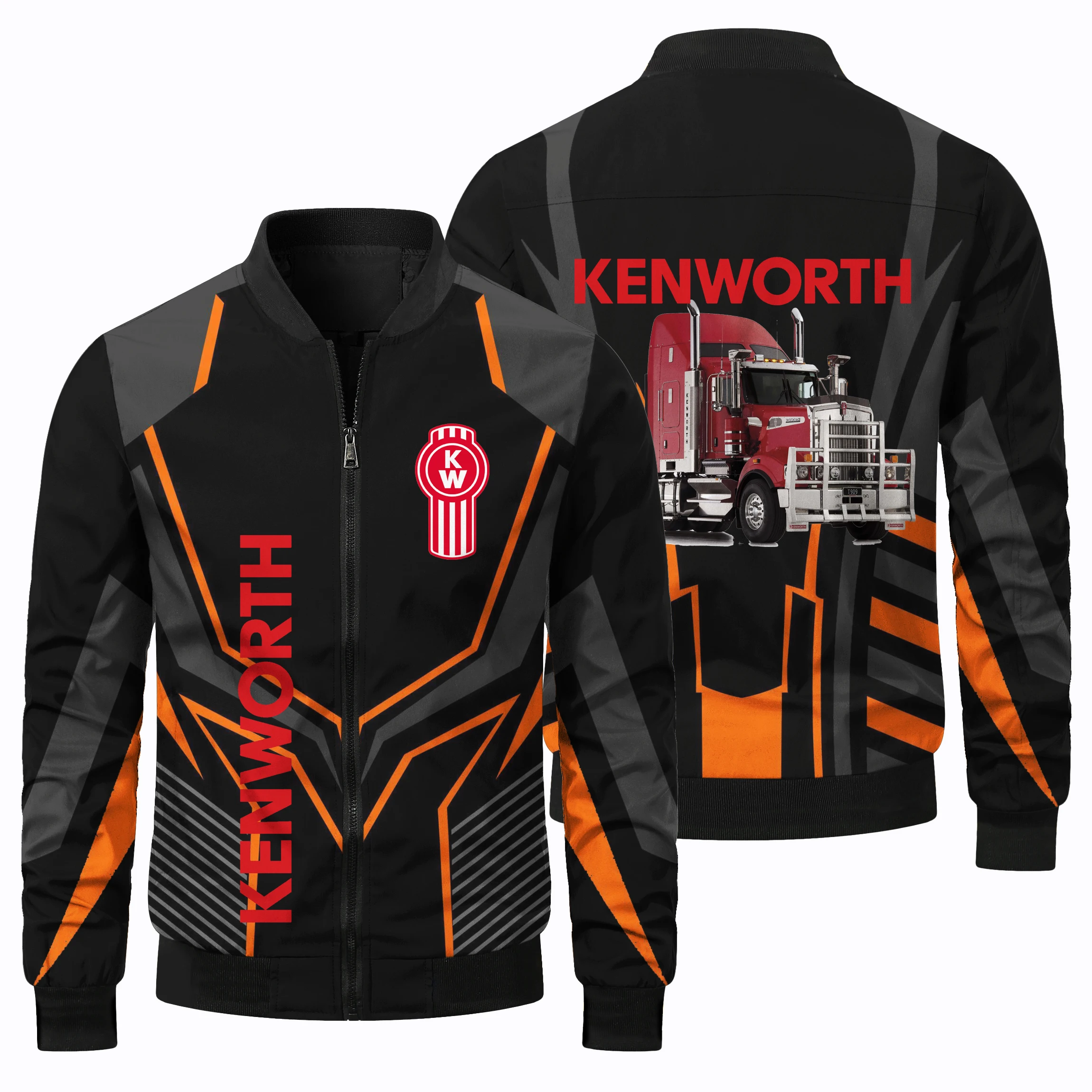 thumbnail image 1 of Chaqueta de manga larga con estampado de logotipo de camión 3D para hombre, chaqueta de vuelo con cuello redondo y cremallera, nueva de otoño e invierno, 1 of 4