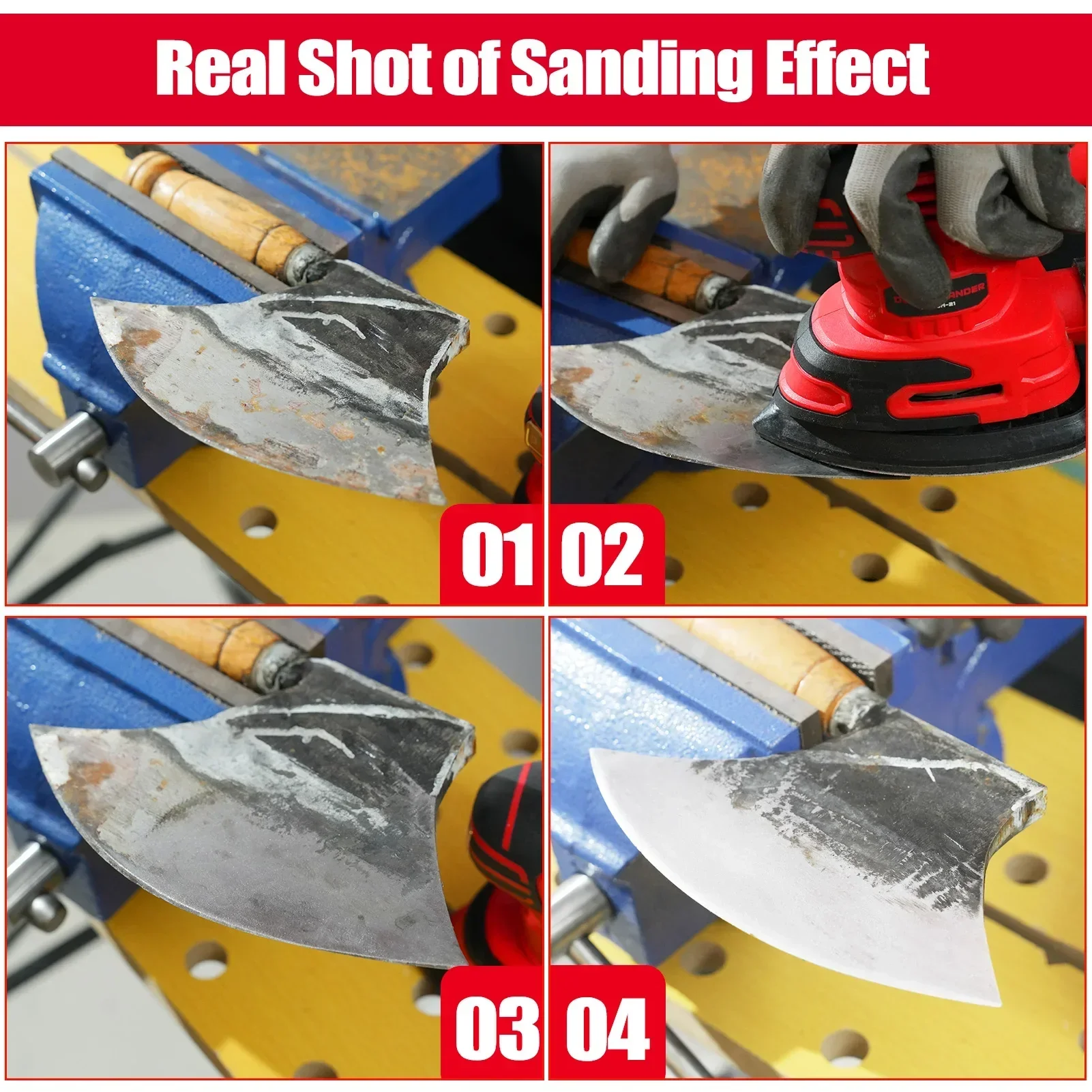 Detail Sander 13,000 OPM Compact Electric with Dust Collector 220W 1.6Amp Power with 20PCS Sanderpapers and Transparent Dust Box