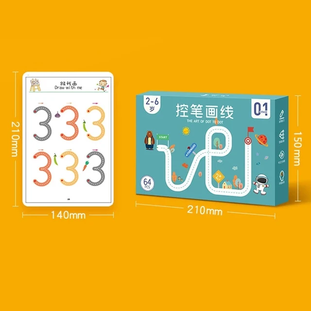 136Page Children Montessori Drawing Toy Pen Control Training Color Shape Math Match Game Set Toddler Learning Educational Toy 6