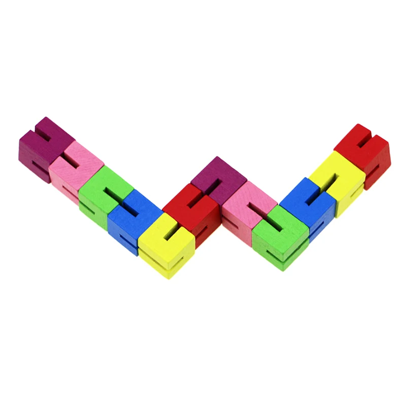 Classic Colorful Cube String Wooden Building Block Creative Fidget Stress Relief Toy For Children Toddler Educational Toys