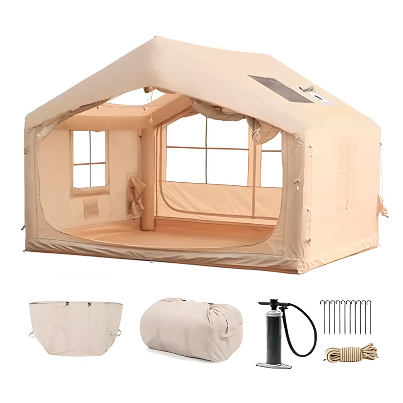 6-8 Person Inflatable Tent for Camping Easy Setup 80.73 Square Feets 4 Season Inflatable Tent with Stove Jack camping tent