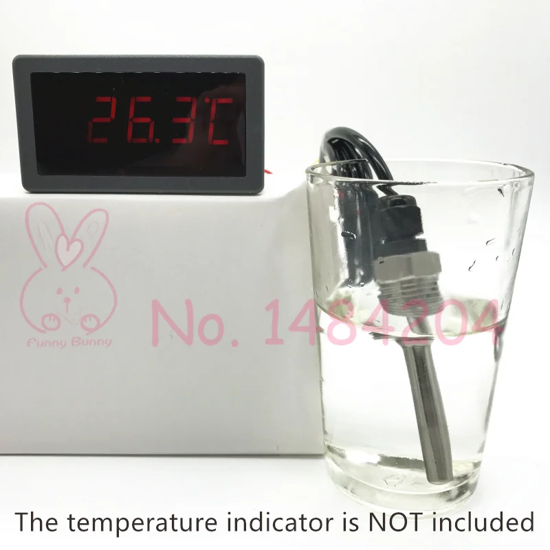 DS18B20 Digital Temperature Sensor Probe Screw Thread BSP 1/2" 1m PVC 3 Wire Cable SUS304 Stainless Sleeve Thermal Detector