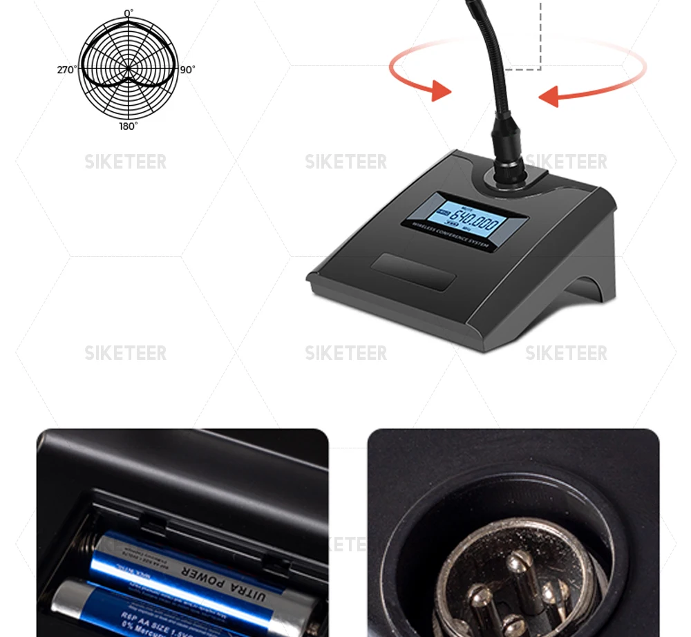 Professional wireless microphone system, headset microphone, for weddings, churches, and stage performances, 910-950MHz.