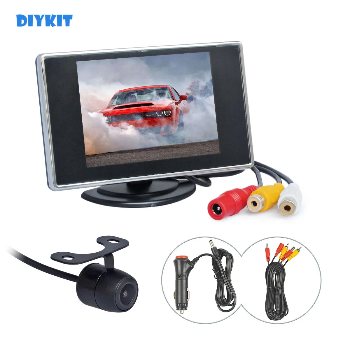 

DIYKIT Wired 3.5inch TFT LCD Car Monitor Backup Rear View Car Camera Kit Reversing Camera Parking Assistance System Easy Connect