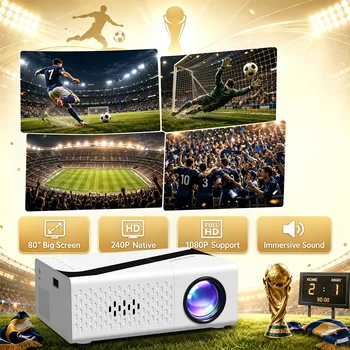 Proiettore portatile con decodifica 4K, proiezione ad alta definizione 1080P, altoparlante integrato per home theater, utilizzo con cellulare e computer