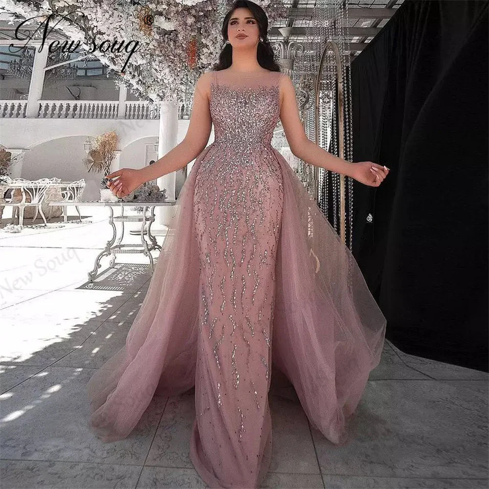 

Розовые вечерние платья с блестками Haute Coutures, съемная юбка, бальное платье с бисером для свадебной вечеринки, помолвки, выпускного вечера