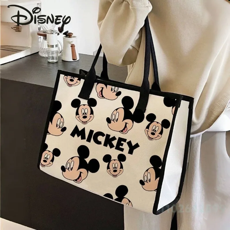 Disney Mickey 2024 New Women's Handbag Fashionable High Quality Women's Shoulder Bag Cartoon Large Capacity Girl Shopping Bag