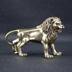 Elegant Brass Lion Statue Decorative Ornament (Left)