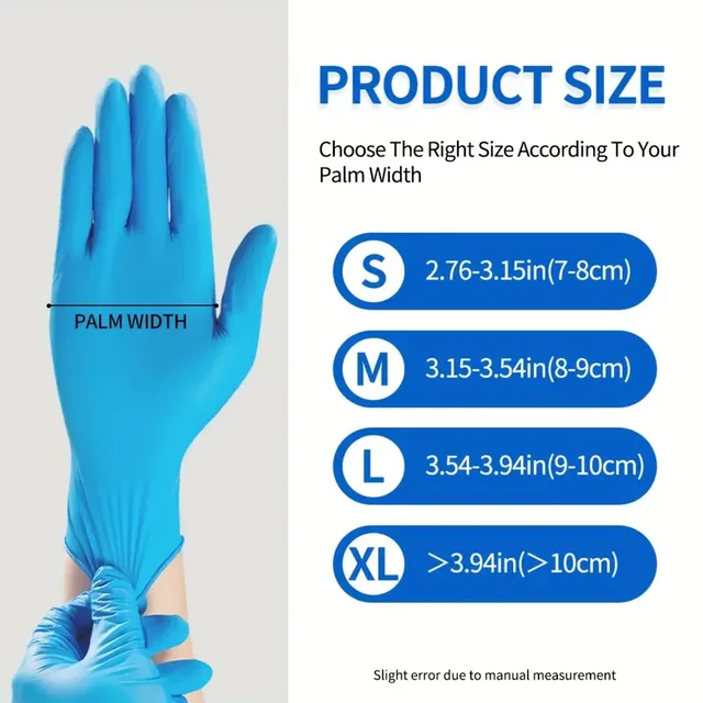 Medical Grade Blue Nitrile Gloves 100 Pack, Latex Free Powder Free, Exam Grade for Clinic/Home Care