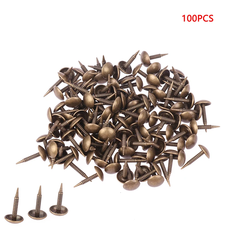 100Pc Antique Bronze Upholstery Nails Jewelry Wood Box Sofa Tack Stud Pushpin Doornail Furniture Home Decor 8mm*15mm Hardware