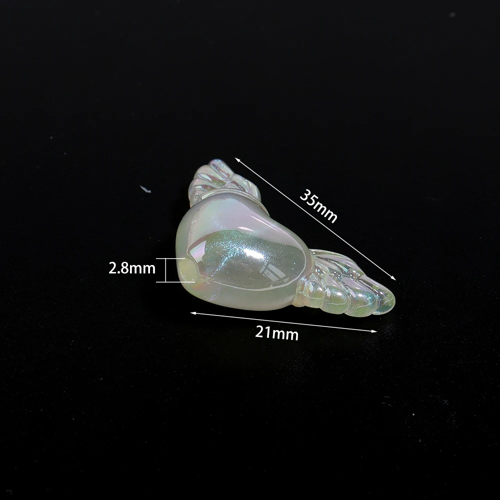 10Pcs 35x21mm 아크릴 엔젤 러브 하트 비즈 빛나는 컬러 도금 된 느슨한 비즈 DIY 공예 장식품 만들기 액세서리