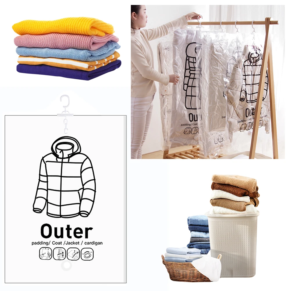 Hanging Squeezable Storage Bag Reusable Clothes Compression Storage Bag Space Saving for Clothes Down Overcoat 3
