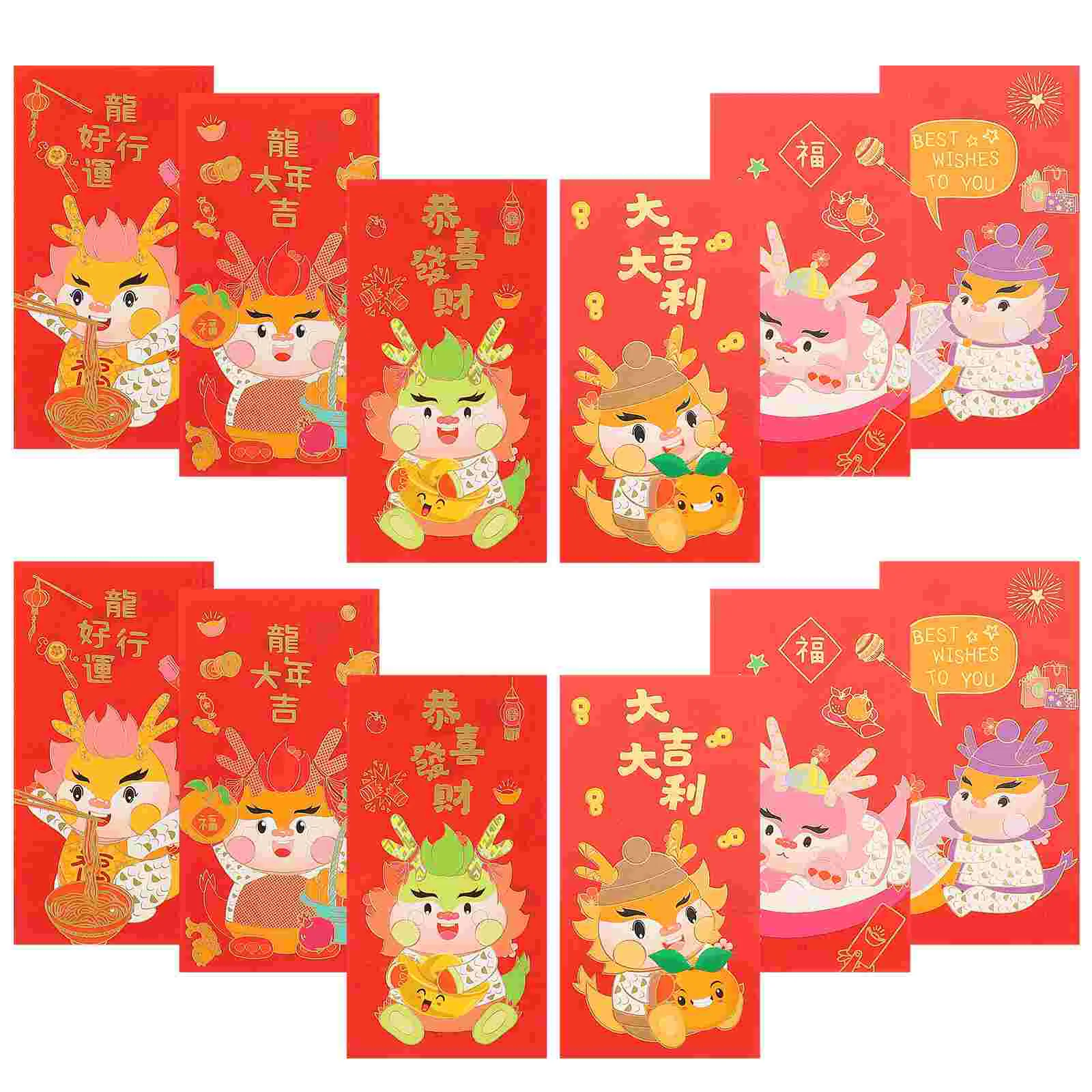 

Chinese Red Lunar New Year Envelopes Paper Red Packets Lucky HongBao New Year Money Pockets Wedding Spring Festival Money