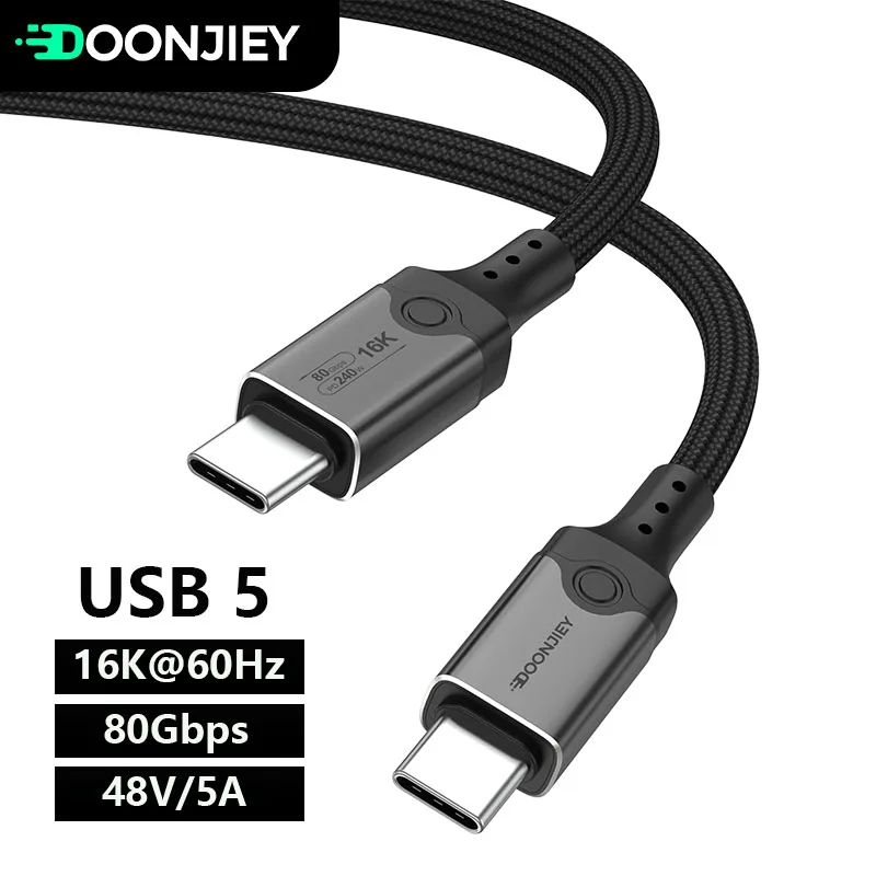 USB C Cable 16K USB 5 Thunderbolt 4K@544Hz 80Gbps Type C TO USB-C PD240W for Macbook Pro Laptop Power Bank