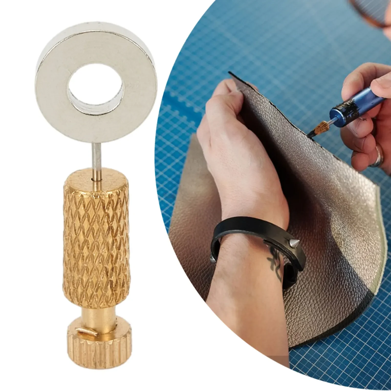 Leather DIY Tool with Basting Needle Double Sided Cutting Knurled Non Slip Base Design Assists in Pre emptive Hole Alignment