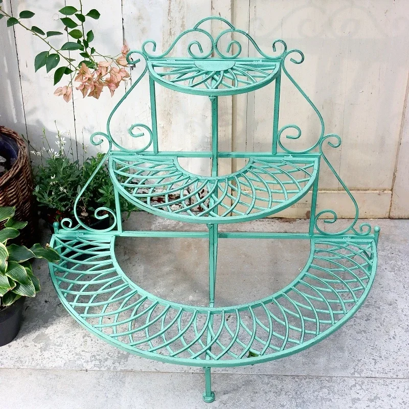 

Semicircle Flower Stand Courtyard Garden Terrace Balcony Jardiniere Multi-Layer Floor Storage Rack