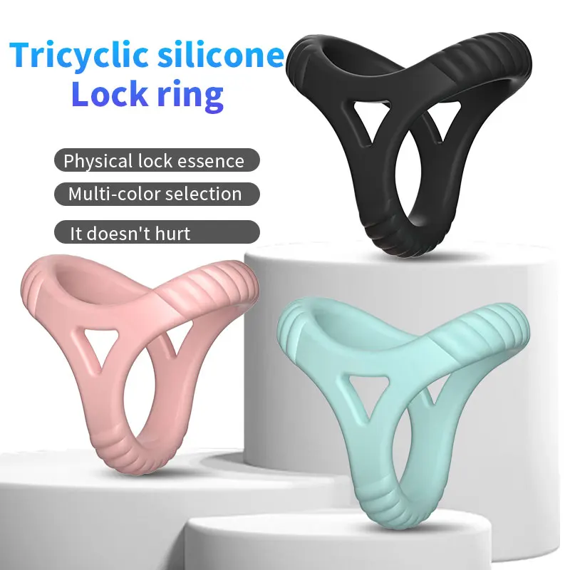 3 Color Triangle Men's Penis Ring Sex Product Delay Ejaculation Cock Ring SM Sperm Lock Long Lasting Chastity Cage for Men Gay