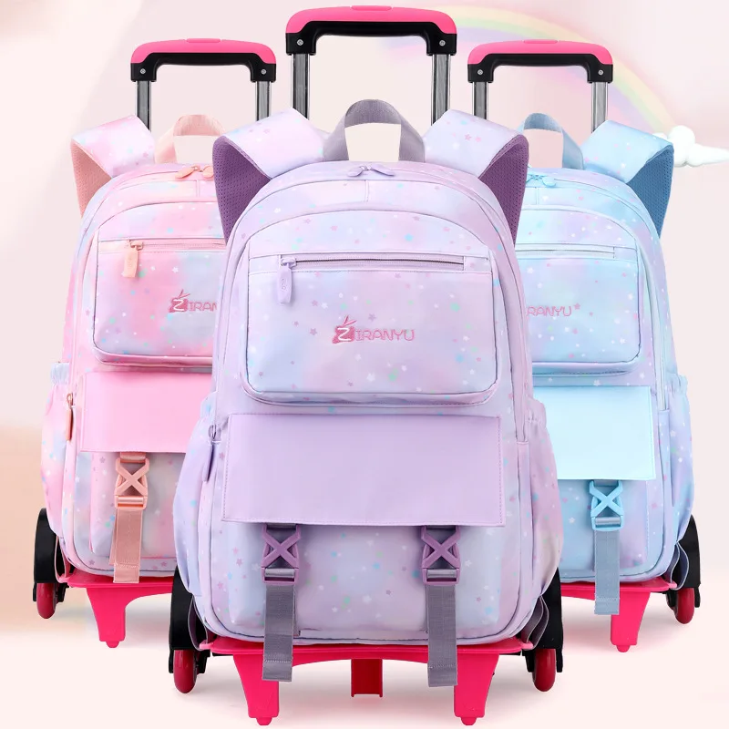 Children School Backpacks with Wheels School Bags For Girls Wheeled backpack Kids Trolley School Bag Students Rolling Backpack