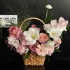 Hand Made Flower Basket Portable Handle  Basktes Organizer  Wicker Rattan Storage Box Kitchen Outdoor Pincnic Food Basket 5