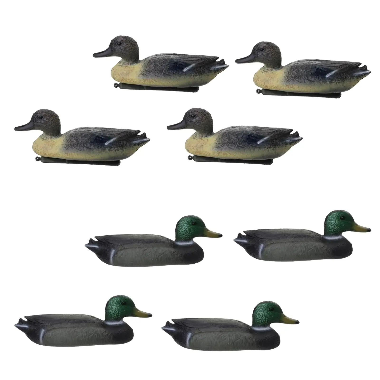 

8Pieces PE Lifelike Floating Duck Decoy 3D Hollow Decoy Outdoor Hunting Male/Drake Duck Decoy Garden Yard Decor Lawn Ornaments