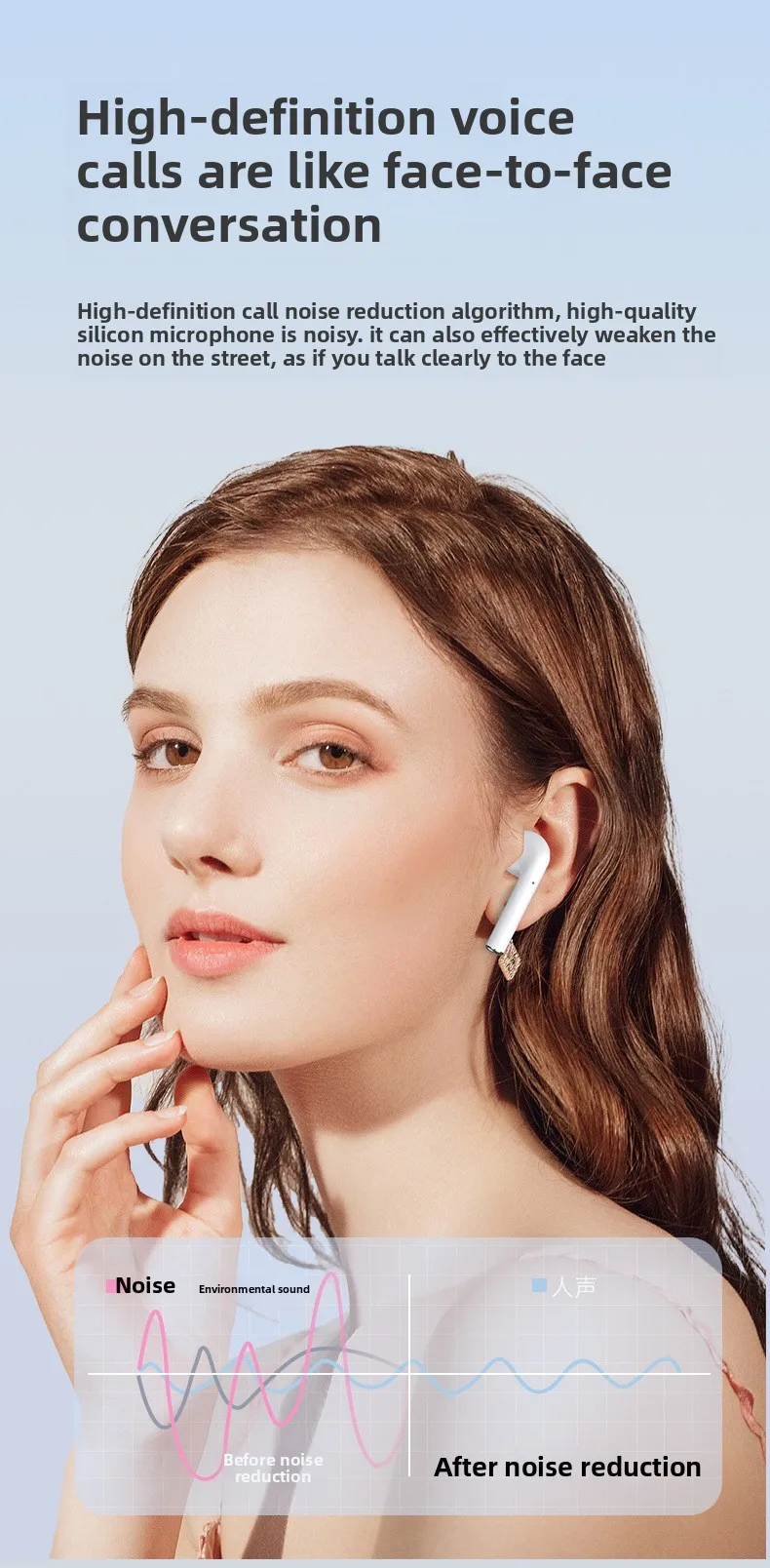 Wireless Bluetooth Headphones 5.3 half-in-ear, large-capacity, long-lasting ster