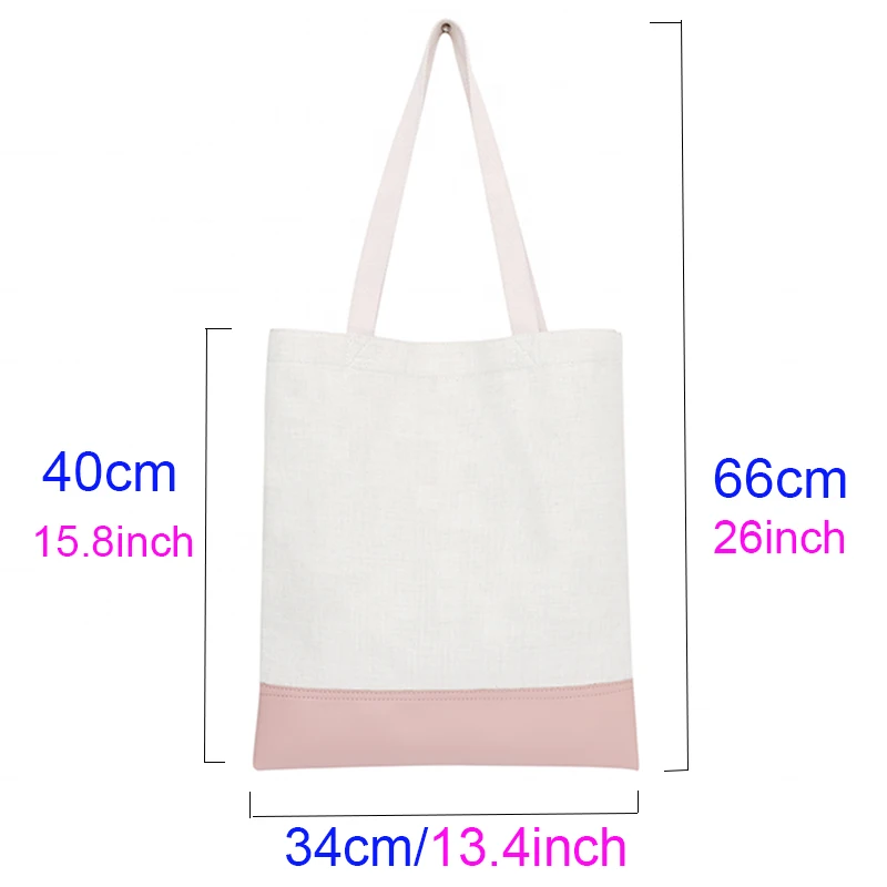 30pcs/Lot Linen and Leather Sublimation Shopping Tote Bags Blanks for Double Sides Printing