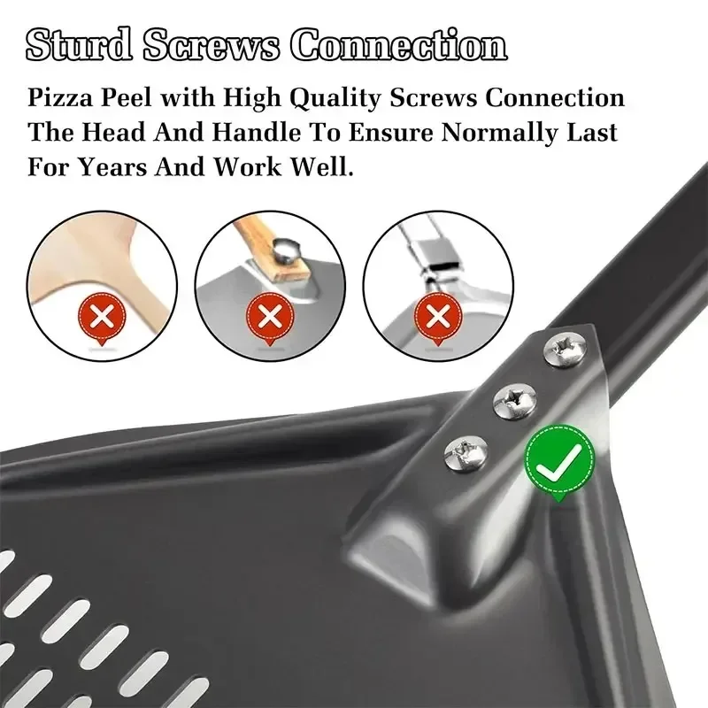 Pizza Peel 7/8/9/12inch Professional Pizza Spatula Paddle Perforated Aluminum Metal Pizza Turning Peel For Homemade Oven Accessories