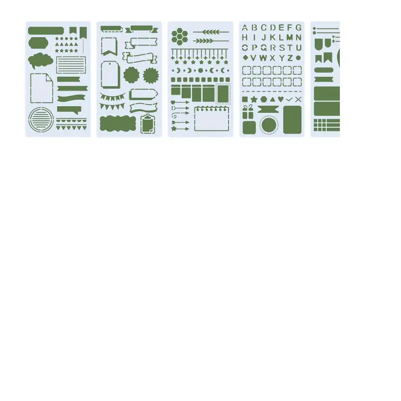뜨거운 판매 15Pcs 일기 그리기 템플릿 그림 그리기를위한 재사용 가능한 스텐실 DIY 스크랩북 일기 스크랩북 저널 편지지 선물
