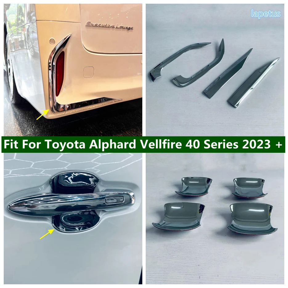 

Rear Fog Light Lamp Eyebrow / Door Handel Bowl Cover Trim For Toyota Alphard Vellfire 40 Series 2023 2024 Car Chrome Accessories