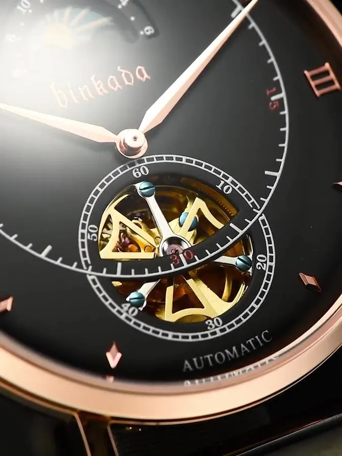 BINKADA Фирменные новые механические часы мужские автоматические деловые из