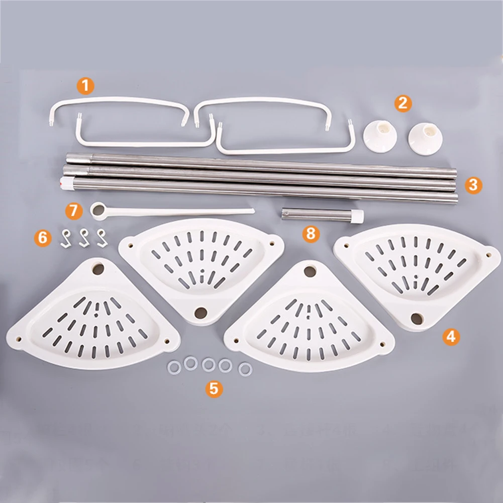 Telescopic Corner Shelf No Drilling Floor Ceiling Holder Stainless Steel Frame Shower Caddy Organizer Shelf Shower Corner Stand