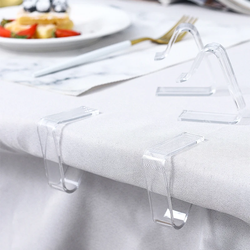 4pcs Tablecloth Clip Transparent Fixed Clip Household Table Cloth Holder Plastic Stopper Invisible Anti-slip Table Clips 5