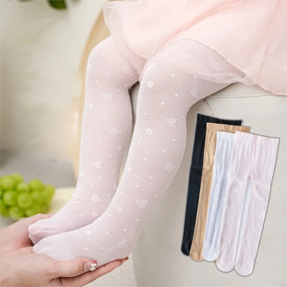 Spring Summer Kids Girl Sheer Leggings Cute Butterfly Elastic Band Tights Pantyhose Long Socks for Children