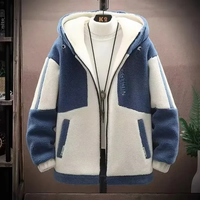 

New Autumn Men's Jackets Korean Fashion Streetwear Harajuku Winter Hooded Jackets Casual Men Clothing Wool Jackets Warm Jacket