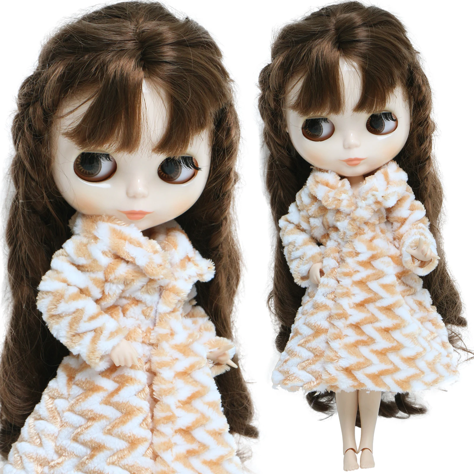 Plush Doll Accessories Barbie Doll Clothes Doll Clothes Accessories Doll Clothes Doll Accessories 1 Set Doll Coat Winter Robe Warm Fuzzy BathRobe Cute Clothes For 30cm Girl Doll 11.5 Inch Toy Accessories Toys Lot Color
