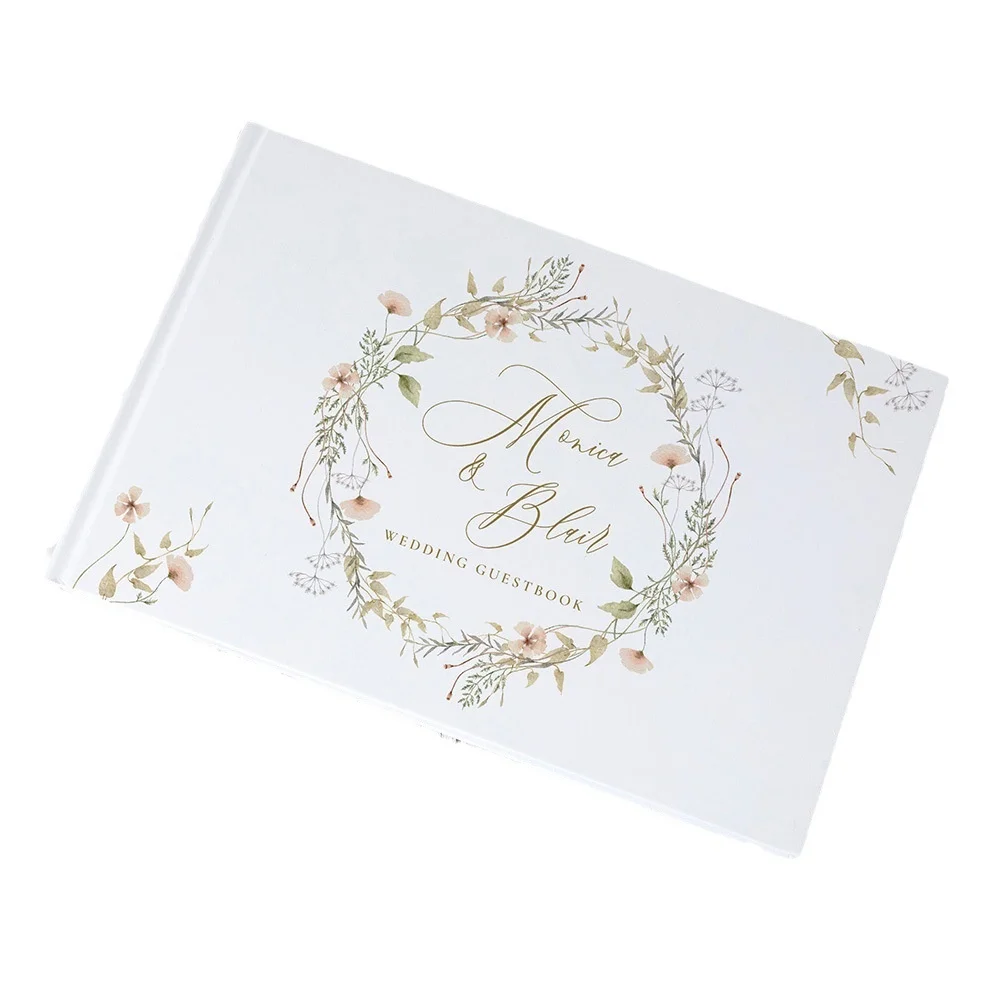 Description Picture 2 of itemPersonalized Guest Book for Wedding White Nobles Message Photo Album Simple Elegant Horizontal Keepsake Book Signature Book