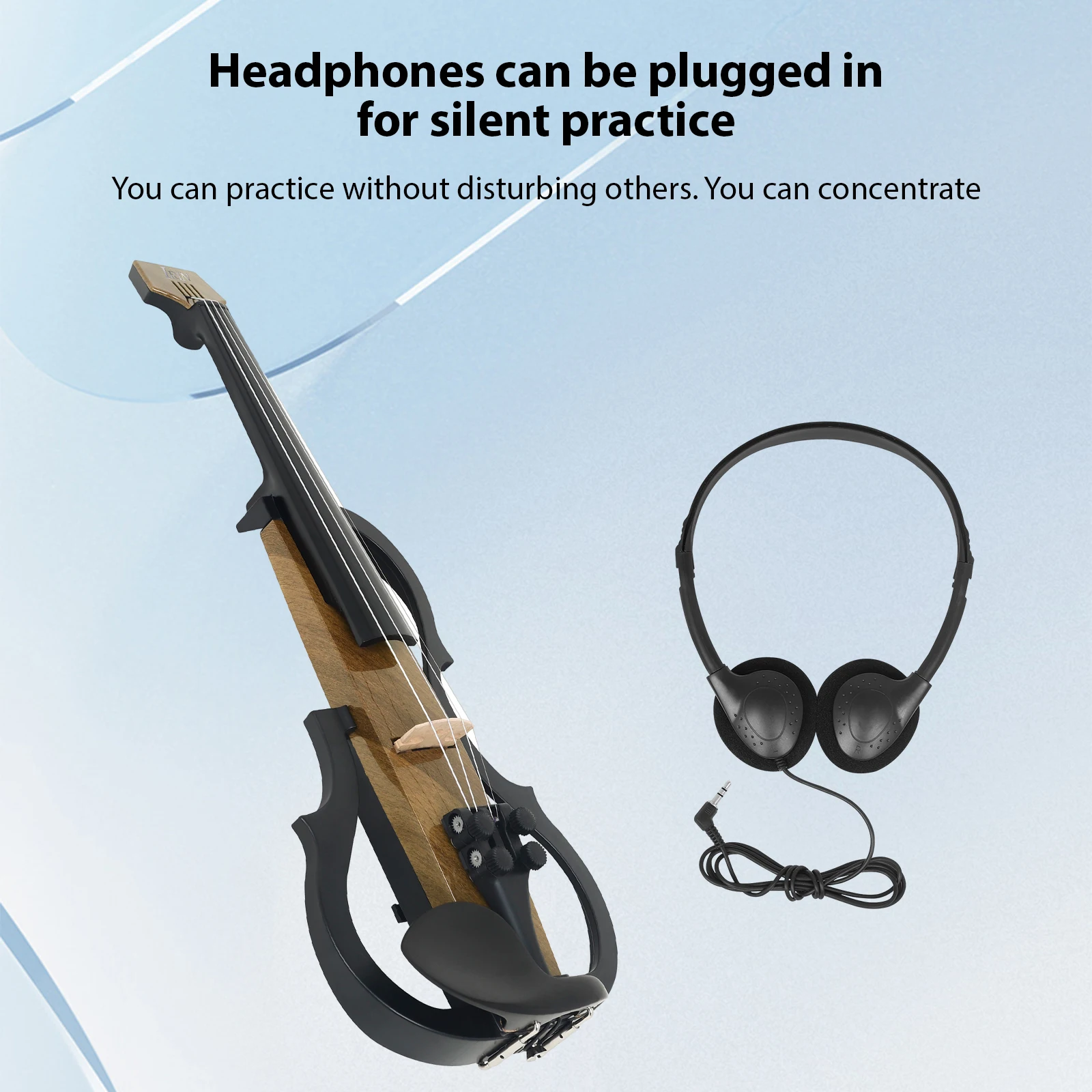 IRIN 4/4 Violin Full Size Set Professional Silent Electric Violin Carbon Fiber with Headphones Connecting Cables Shoulder Pads