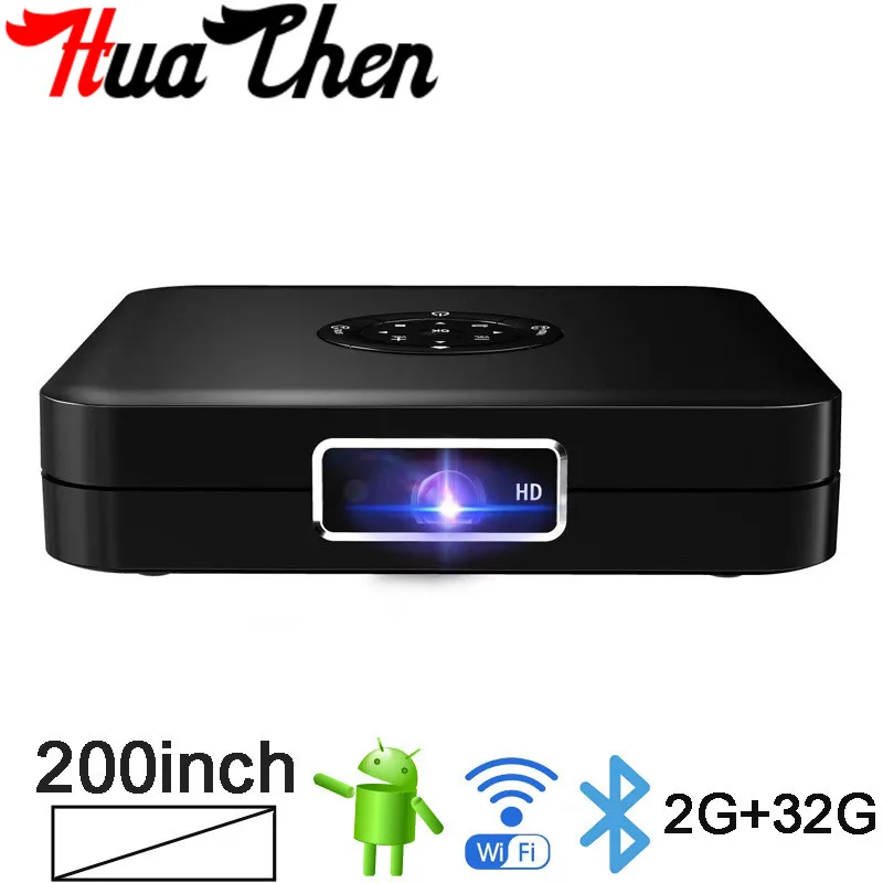 

Проектор HUACHEN T2 Smart MiniDLP, проектор с экраном, 3D, Wi-Fi, 32 ГБ, Android